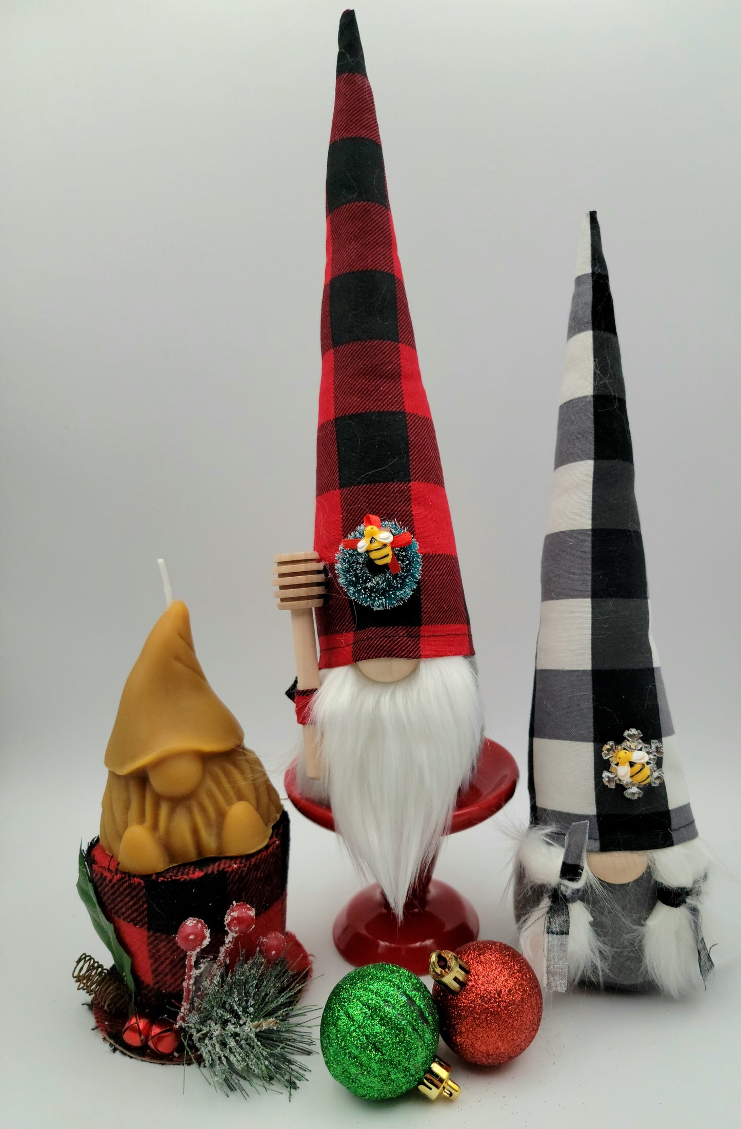 Holiday Bee-Themed Plush Gnomes