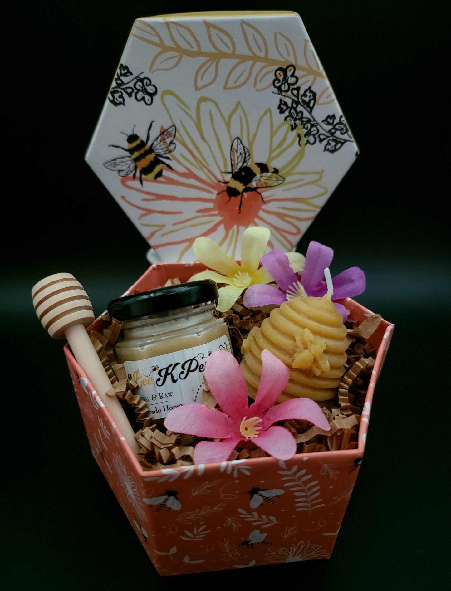 Hexagon Bees and Flowers Spring Box