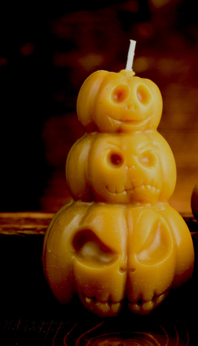 Jack-o'-Lantern Stack Beeswax Candle