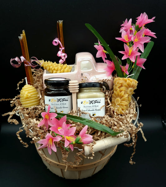 Natural Pink Truck Spring Basket