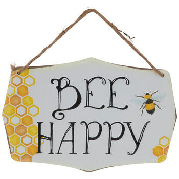 Bee Happy Metal Sign