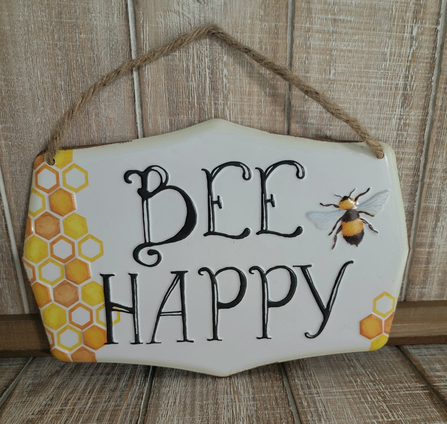 Bee Happy Metal Sign