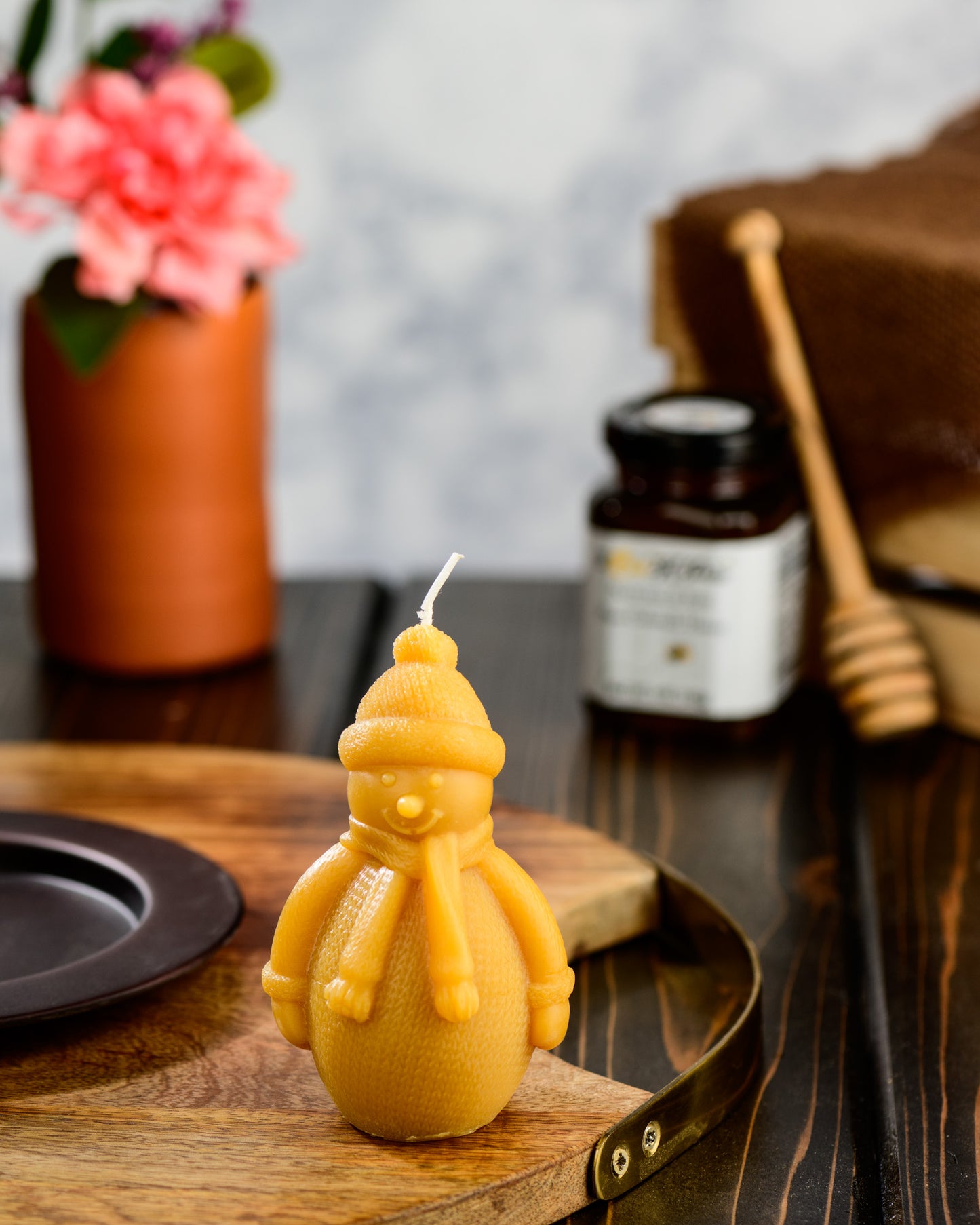 Snowman Beeswax Candle