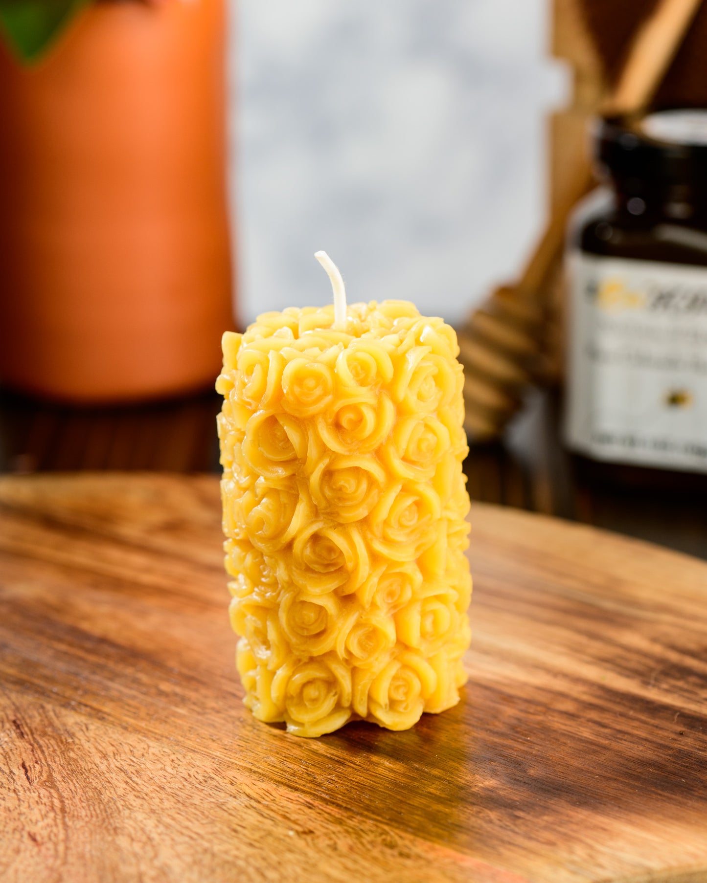 Rose Love Pillar Beeswax Candle