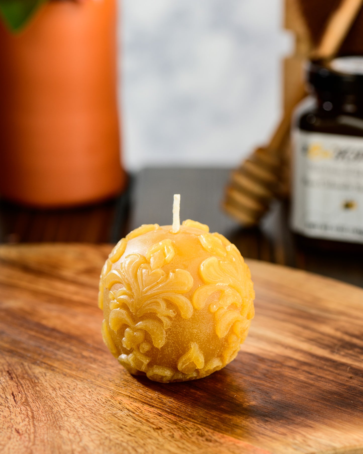 Fleur-de-lis Orb Beeswax Candle