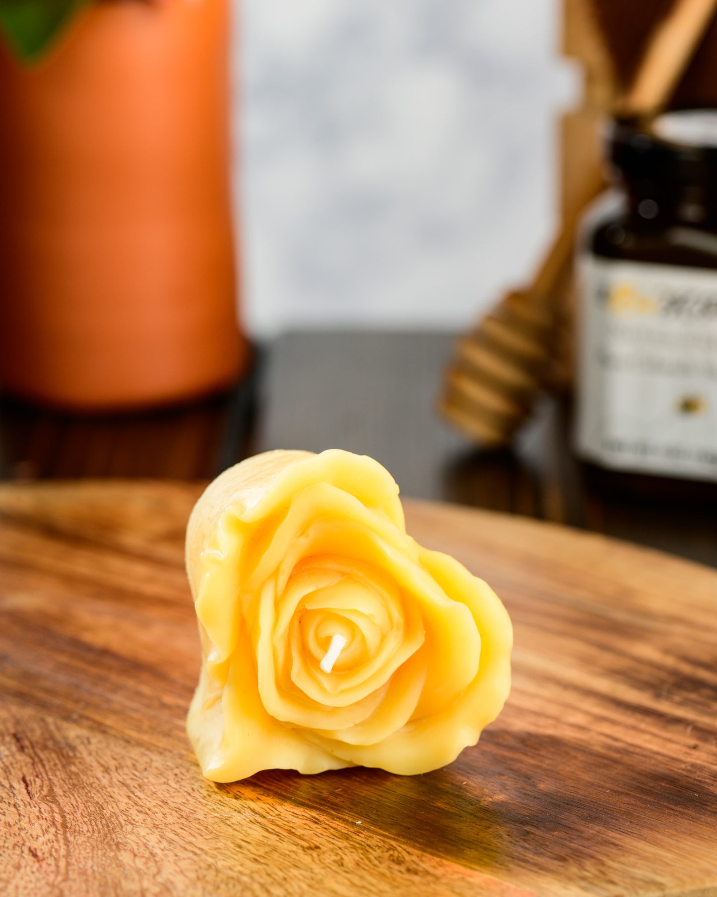 Flower Petal Heart Beeswax Candle