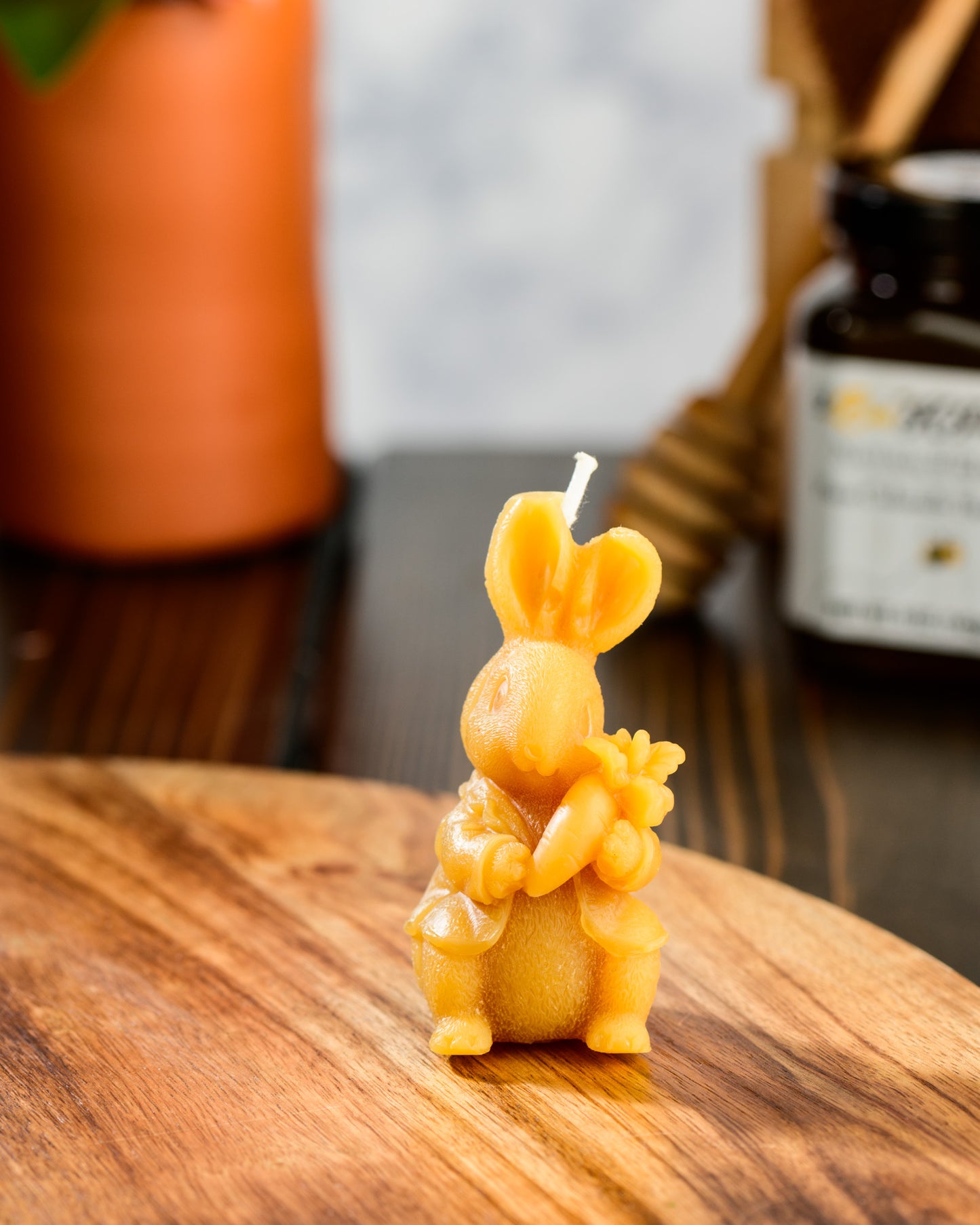 Rabbit with Carrot Beeswax Candle