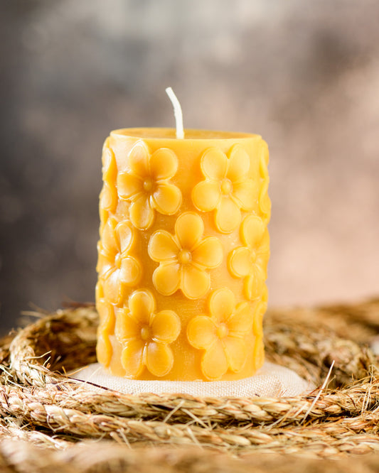 Flower Pillar Beeswax Candle