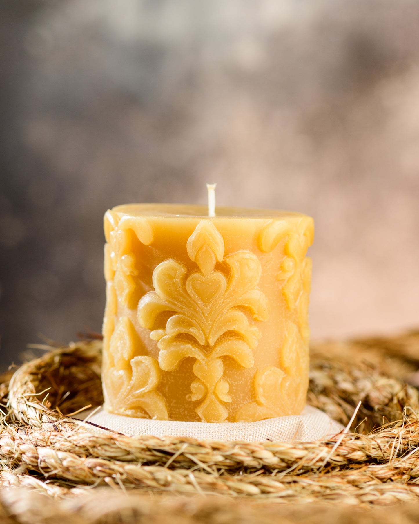 Fleur-de-lis Pillar Beeswax Candle