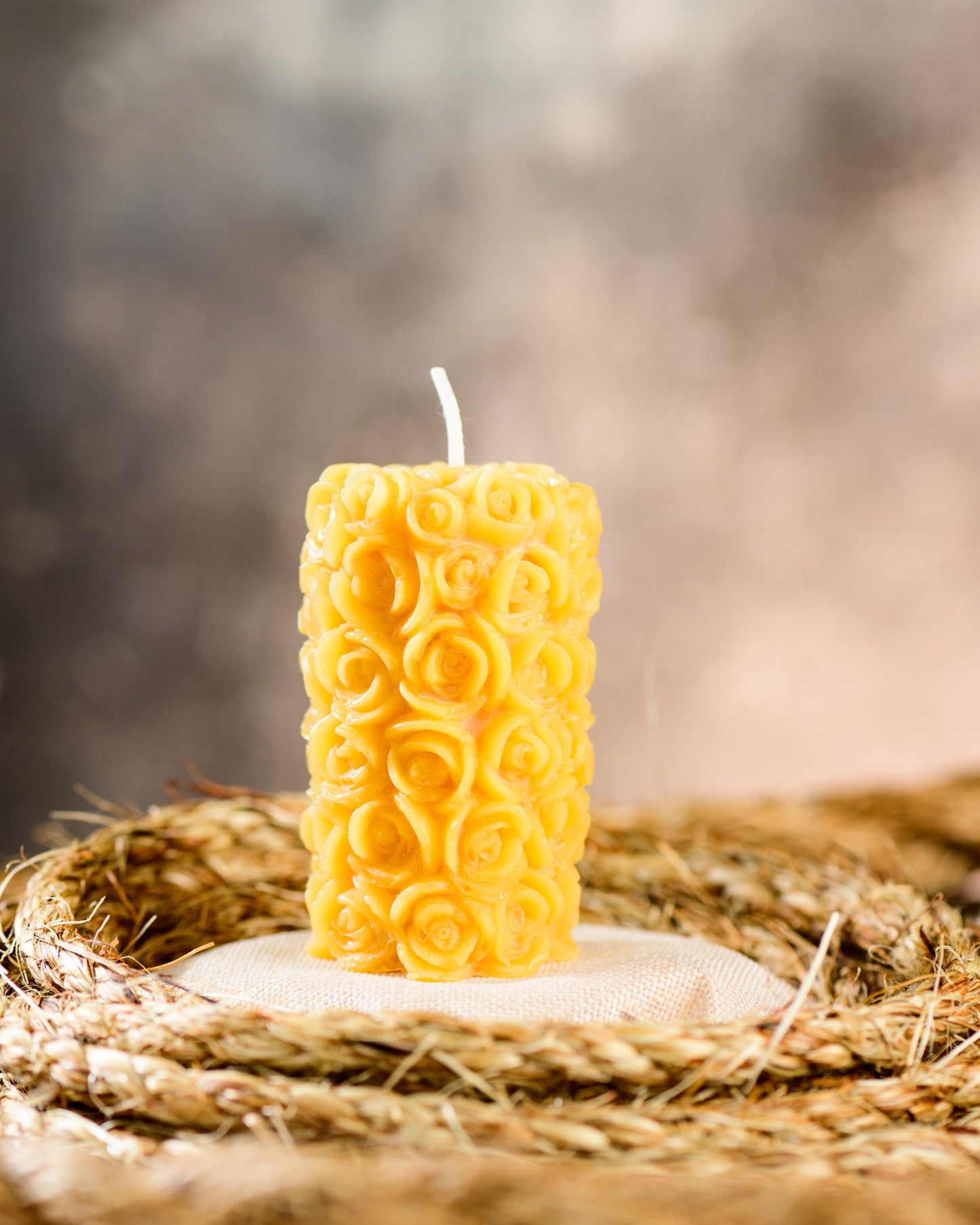 Rose Love Pillar Beeswax Candle