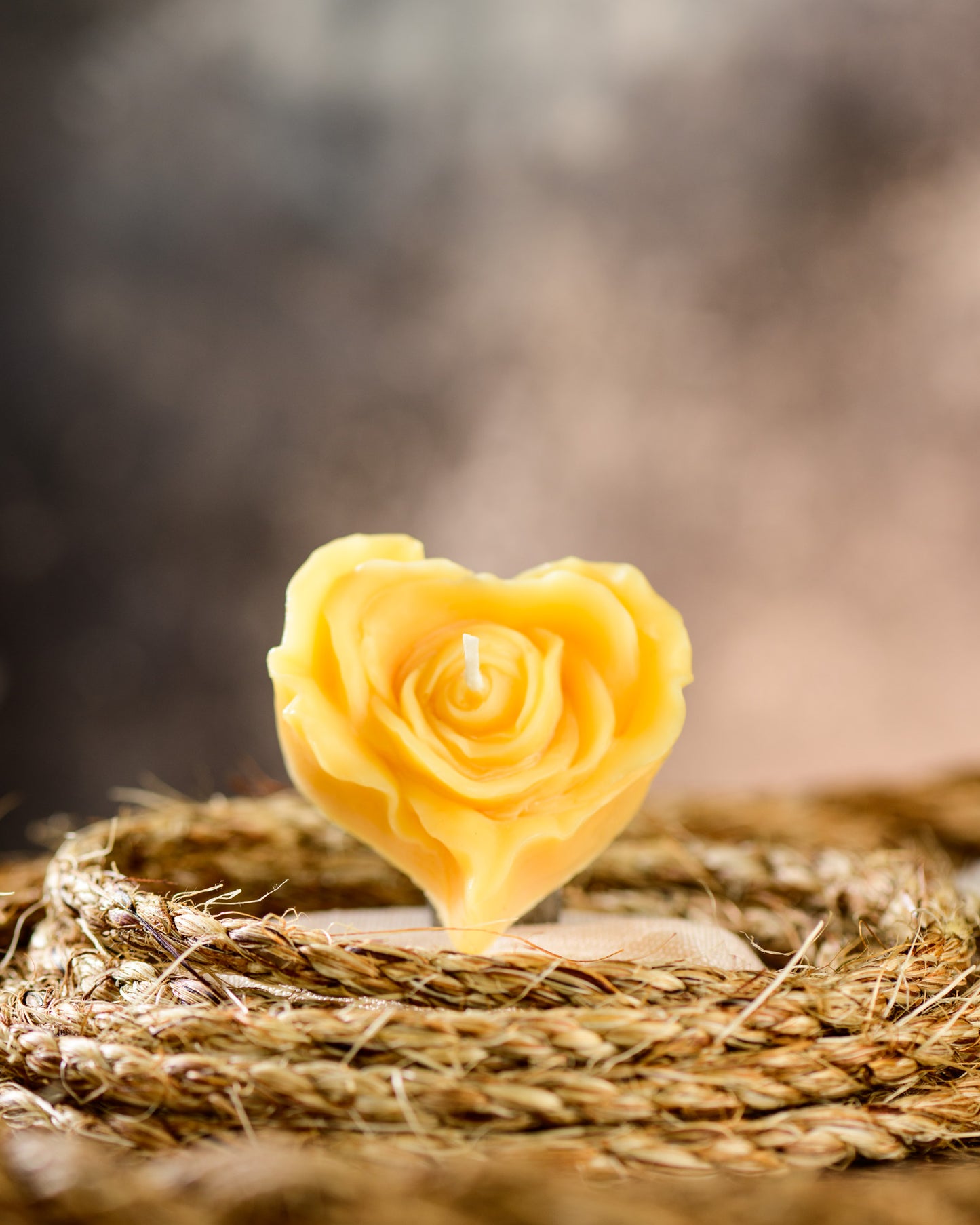 Flower Petal Heart Beeswax Candle